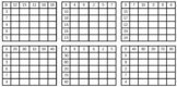5 x 5 addition and multiplication practice grids