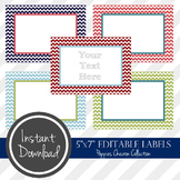 5" x 7" EDITABLE PRINTABLE Labels - Poppies Chevron Collection