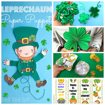 Preview of 5 x St Patrick's Day Activities - Cootie Catcher, Bookmarks, Puppet, Shamrock+
