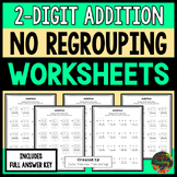 2-Digit Addition Worksheets No Regrouping Adding Standard 