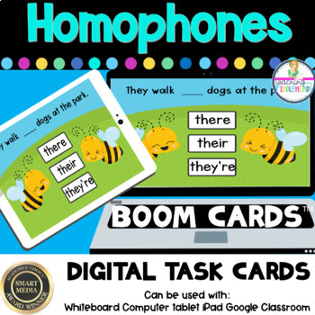 Preview of Homophones There Their They're BOOM CARDS Distance Learning
