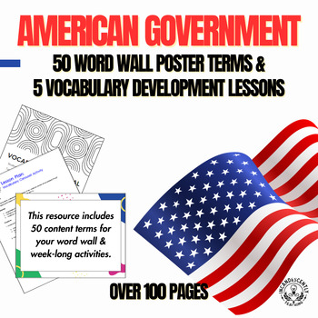 Preview of 50 American Government Word Wall Posters & 5 Vocabulary Building Lesson Plans