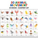 50 Animal Movement Handprint Art Kit for Toddlers, Prescho