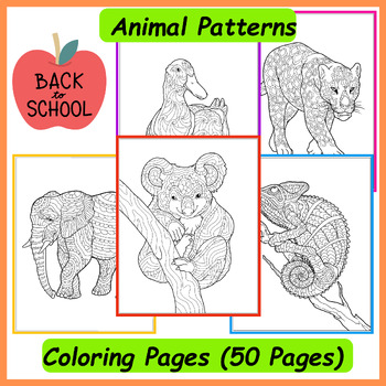 Preview of 50 Animal Patterns Coloring Pages  | summer coloring pages multiplication