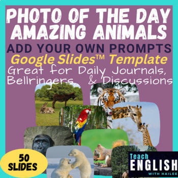Preview of 50 Animal Photo Slides™ Templates ⭐ Bellringers, Journaling, & Creative Writing