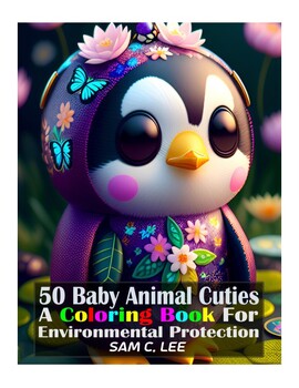 Preview of 50 Baby Animal Cuties - 50 Printable Grayscale Coloring Pages with Fun Facts