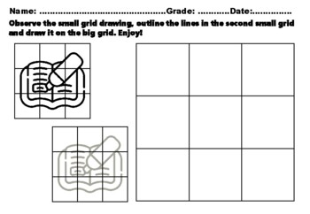 Preview of 50 Back To School Easy Grid Drawing Activities, Back To School Art Sub Plan