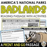 Badlands National Park Information Reading Passage Badland