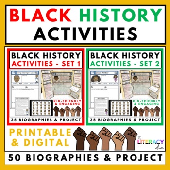 Preview of 50 Black History Month Reading Passages, Informational Writing Research Activity