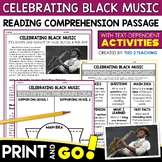 Black Music Jazz Blues Black History Month Reading Passage