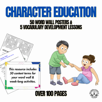 Preview of 50 Character Education Terms, Word Wall & 5 Vocabulary Building Activities