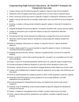 Preview of 50 ChatGPT Prompts for Engaging and Innovative Teaching