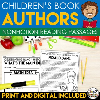 Preview of Children's Book Authors Nonfiction Biography Reading Comprehension Passages