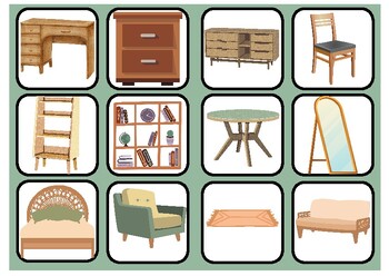 Preview of 50 + Clipart Furniture Flashcards