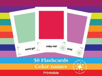 Preview of 50 Color Name Flashcards Set, Educational Flashcards, Homeschool Montessori