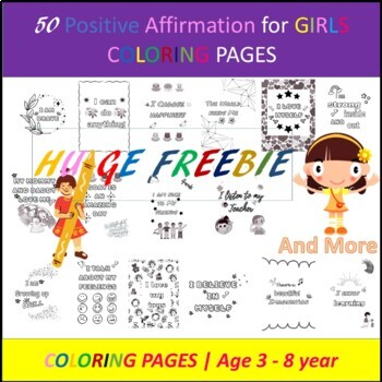 Preview of FREE 50 Coloring Positive Affirmation For Girls