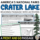 Crater Lake National Park Information Reading Passage Crat