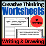 Preview of 50 Creative Higher Order Thinking Prompts - Drawing & Writing Worksheets