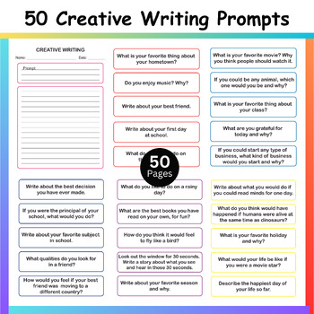 50 Creative Writing Prompts for kids. Writing Prompts Workbook. by ...