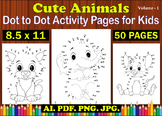 50 Cute Animals Dot to Dot Page for Kids