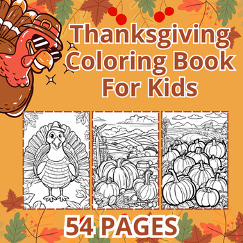 Preview of 50+ Cute Thanksgiving Coloring Page For Kids ( Turkeys, Autumn Leaves, Pumpkin )