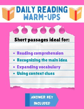 Preview of 50 Daily Reading Warm-Up Passages | 1st-3rd Grade