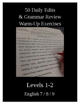 Preview of 50 Days of Daily Editing / Grammar Practice Exercises Grades 7-9 (10?)