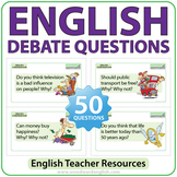 50 Debate Questions in English - Flash Cards for Speaking 