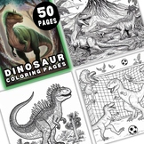 50 Dinosaur Coloring pages with cute dino sayings to color