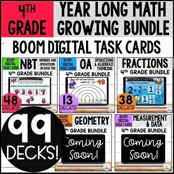Preview of 4TH Grade Math Boom Card Bundle