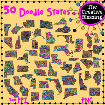 Preview of 50 Doodle States Clip Art