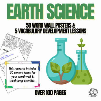 Preview of 50 Earth Science Terms & Meanings, Word Wall & 5 Vocabulary Building Activities