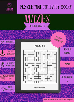 Preview of 50 Easy Mazes For Kindle Scribe, Remarkable2, Ipad