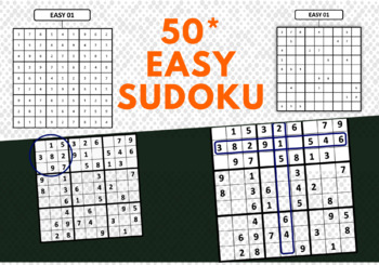 Preview of 50* Easy Sudoku Puzzles 9*9 with solutions
