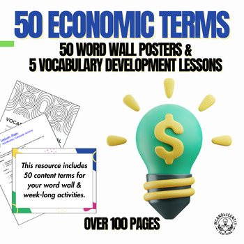 Preview of 50 Economics Course Word Wall Posters: 5 Vocabulary Building Lesson & Journal