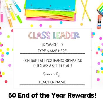 Preview of 50 Editable Classroom Superlatives End of Year Awards | Digital or Printable