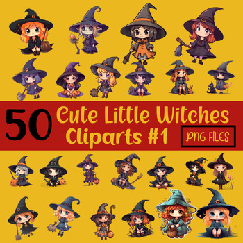Preview of 50 Enchanting Witch Cliparts for Educational Resources