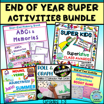 Preview of 50 End of Year CLASS AWARDS & ACTIVITIES SUPERHERO SUPERLATIVES BUNDLE EOY