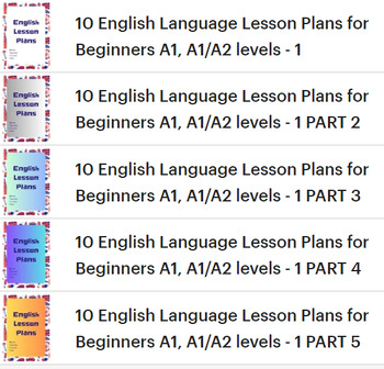Preview of 50 English Language Lesson Plans BUNDLE for Beginners A1, A1/A2 levels