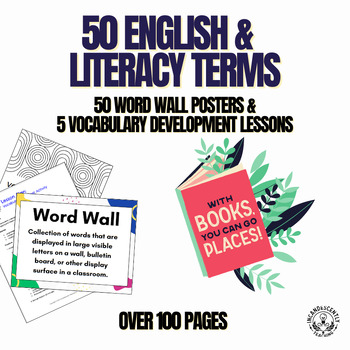 Preview of 50 English & Literacy Word Wall Posters & 5 Vocabulary Building Lesson Plans