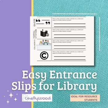 Preview of 50 Entrance Slips for Library (Bundle) with Lesson Plans, Tests, and Answer Keys