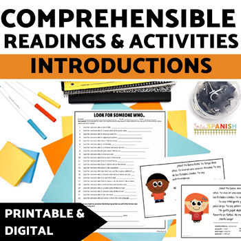 Preview of Spanish Reading Comprehension Passages and Worksheets Spanish 1 Descriptions