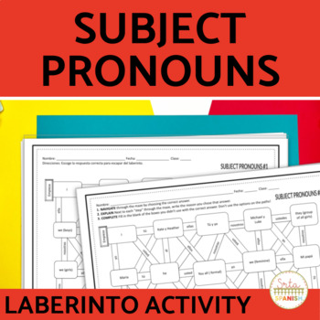 Preview of Spanish Subject Pronouns Maze Worksheet Practice Activity with DIGITAL Option