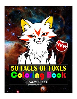 Preview of 50 Faces of Foxes - 50 Printable Coloring Pages