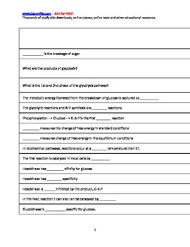 Preview of 50+ Facts About Glycolysis (Q&A format) - Biology Handout/Review