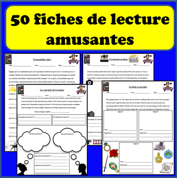 Preview of 50 Fiches de lecture amusantes - Pour toute l'année scolaire !