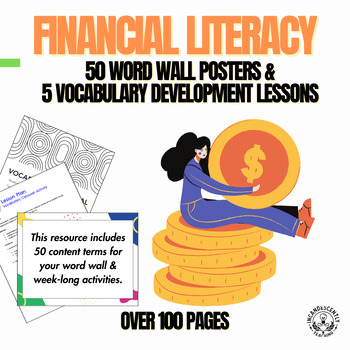 Preview of 50 Financial Literacy Word Wall Posters & 5 Vocabulary Building Lesson Plans