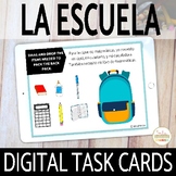 La Escuela School in Spanish DIGITAL Task Cards Boom Cards