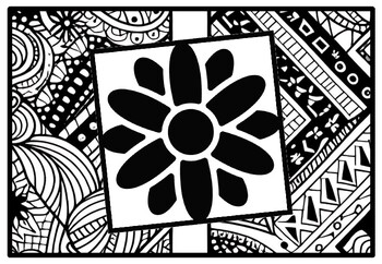 50 Flowers Zentangle Coloring Pages, Flowers Silhouette Art by Nitin Sharma