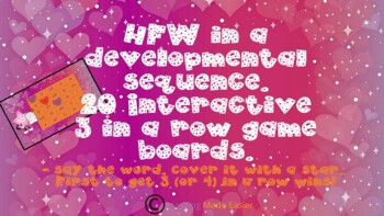 Preview of 50 HFW in a developmental sequence - 3 in a row valentines powerpoint